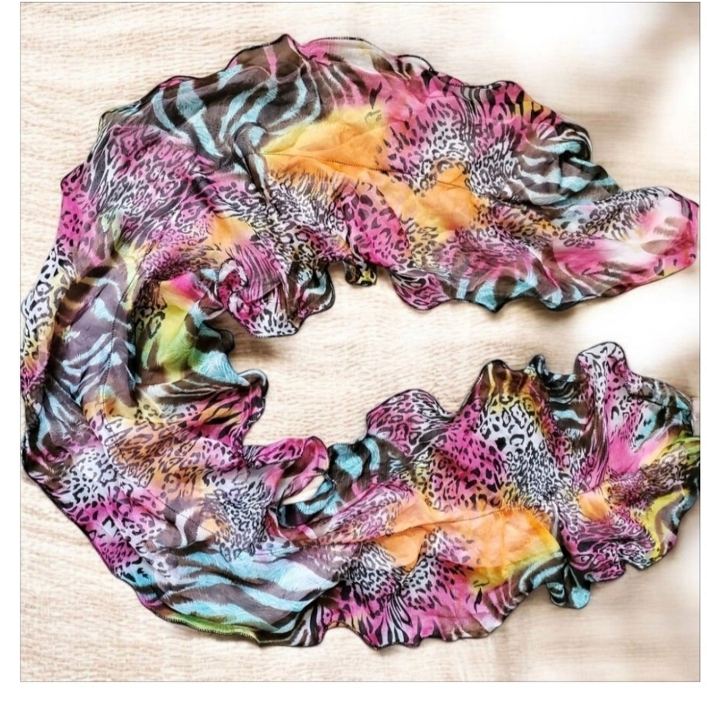 Multi-Color Animal Print Design Double Layer Scarf